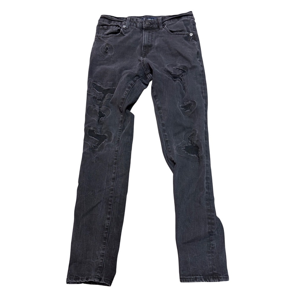 Aeropostale Mens Athletic Skinny Distressed Ripped Jeans Black 29x32